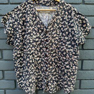 VTG H.L. SPENCER Floral Ditsy Rayon Button Up Shirt Blouse Sz L 48in Cottagecore